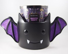 (1) Bath & Body Works Black Purple Glitter Vampire Bat 3-Wick Candle Holder - $37.99