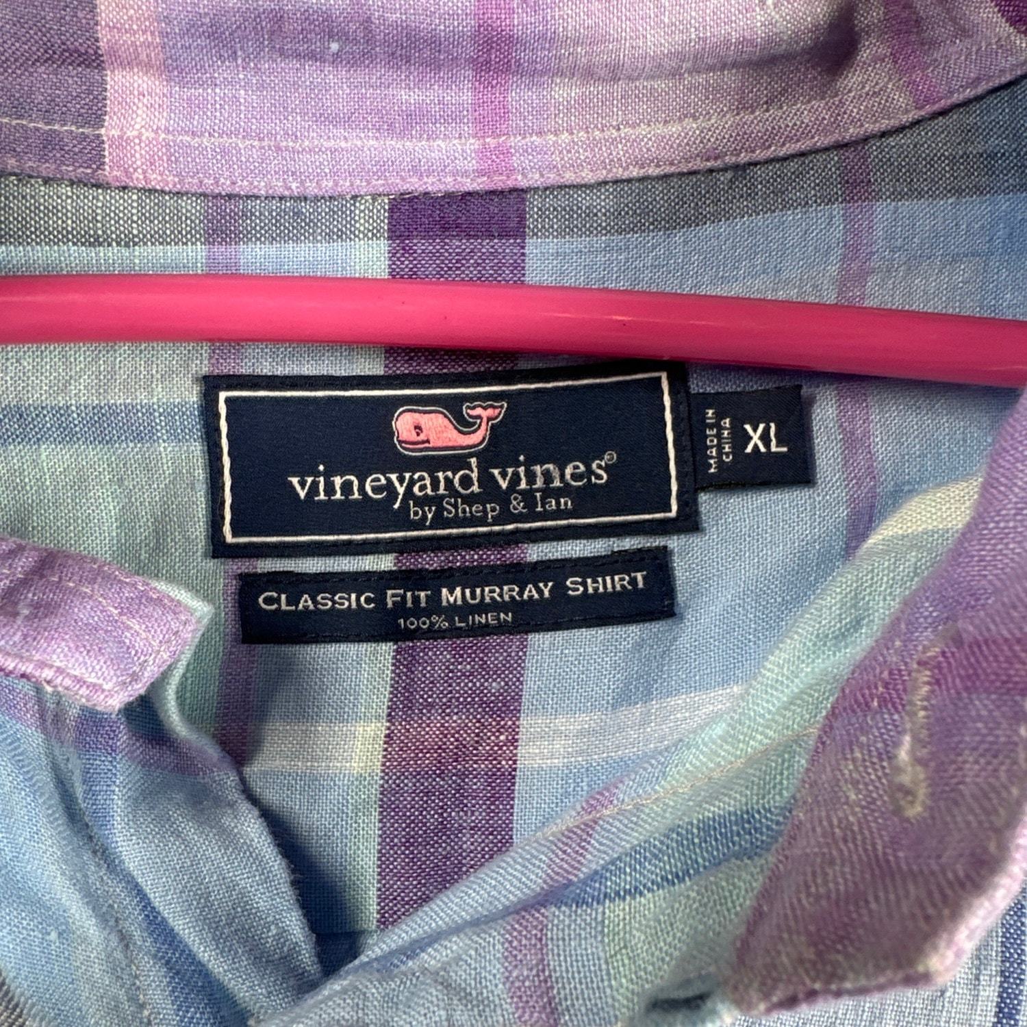 Vineyard Vines Classic Fit Murray Linen Plaid Button Down Shirt Men's size XL Item image 3