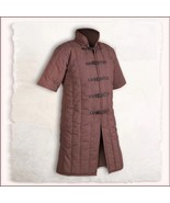 Medieval Brown Turtleneck Short Sleeve Padded Canvas Gambeson Tunic Batt... - €101,24 EUR