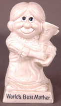 WORLDS BEST MOTHER-Vintage Russ Berrie Unbreakable-6.5"-Figurine Statue-70-White - $14.95