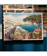 Naples Italy Foiled Postcard Orazio Street Buildings Beach Mid Century V... - £9.28 GBP