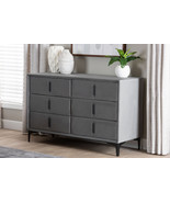 Jaspen Modern Slate Gray Velvet 6-Drawer Dresser - $12,116.69 MXN