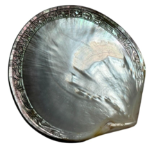 Vintage Carved Abalone Soap or Trinket Dish with Shell Feet  6 x 5.5&quot; - £23.70 GBP
