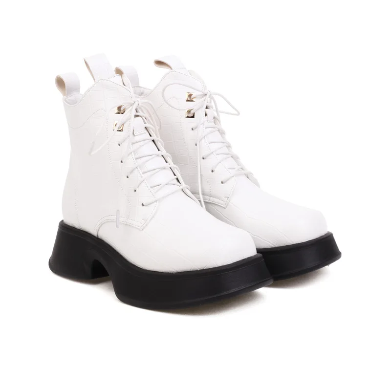 Women Ankle Boots Winter 2024 Designer  Casual Middle Heel Round Head  Up Plus S - £211.50 GBP