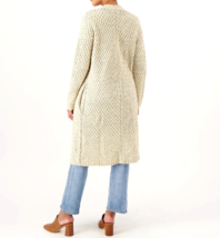 Side Stitch Open Front Long Cardicoat Cardigan- Toasted Almond, MEDIUM - £31.64 GBP