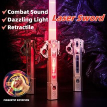 7 Colors RGB Laser Sword Retractable Flash Lightsaber Toys Hand Spinner Type-C R - £14.77 GBP