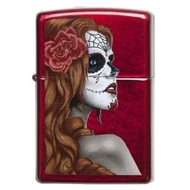 Zippo Windproof Lighter Day Of Dead Girl Candy Apple Red Translucent Finish - $48.76
