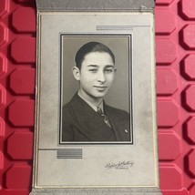 Portrait Of Teenage Boy In Suit 6 3/8 x 9 1/2 Fold Out Photograph Baker Art 40s - $17.99