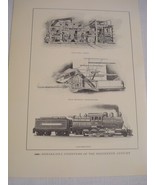1900 Illustrated Page 19th Century Inventions Printing Press, Locomotive - $9.99
