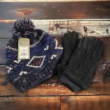 Mens goodfellow one size fleeced lined beanie and large suede tech touch... - $35.00