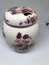 Vintage Chinois Ancien Main Peinture Rouge Fleurs Porcelaine Thé Caddy Pot - £31.80 GBP