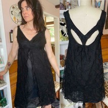 VTG Glydon&#39;s Hollywood black Negligee Lace Sz M Lingerie Dress floral 50... - £30.79 GBP