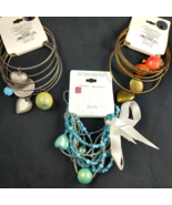 Bangle and Beaded Bracelets Charms Lockets Green Aqua Brass Costume Jewe... - $9.49