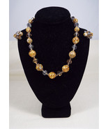 Vintage Couture Signed Vendome Gold Foil Bead Crystal Necklace and Clip ... - £235.90 GBP
