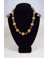 Vintage Couture Signed Vendome Gold Foil Bead Crystal Necklace and Clip ... - £235.98 GBP