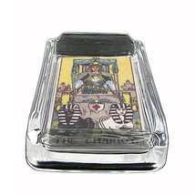 Tarot Card D9 Glass Square Ashtray 4&quot; x 3&quot; Smoking Cigarette VII The Chariot - £39.43 GBP