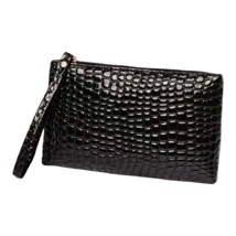 Crocodile Embossed Wristlet Wallet Clutch Bag Faux Leather Strap Zipper NEW - £6.86 GBP