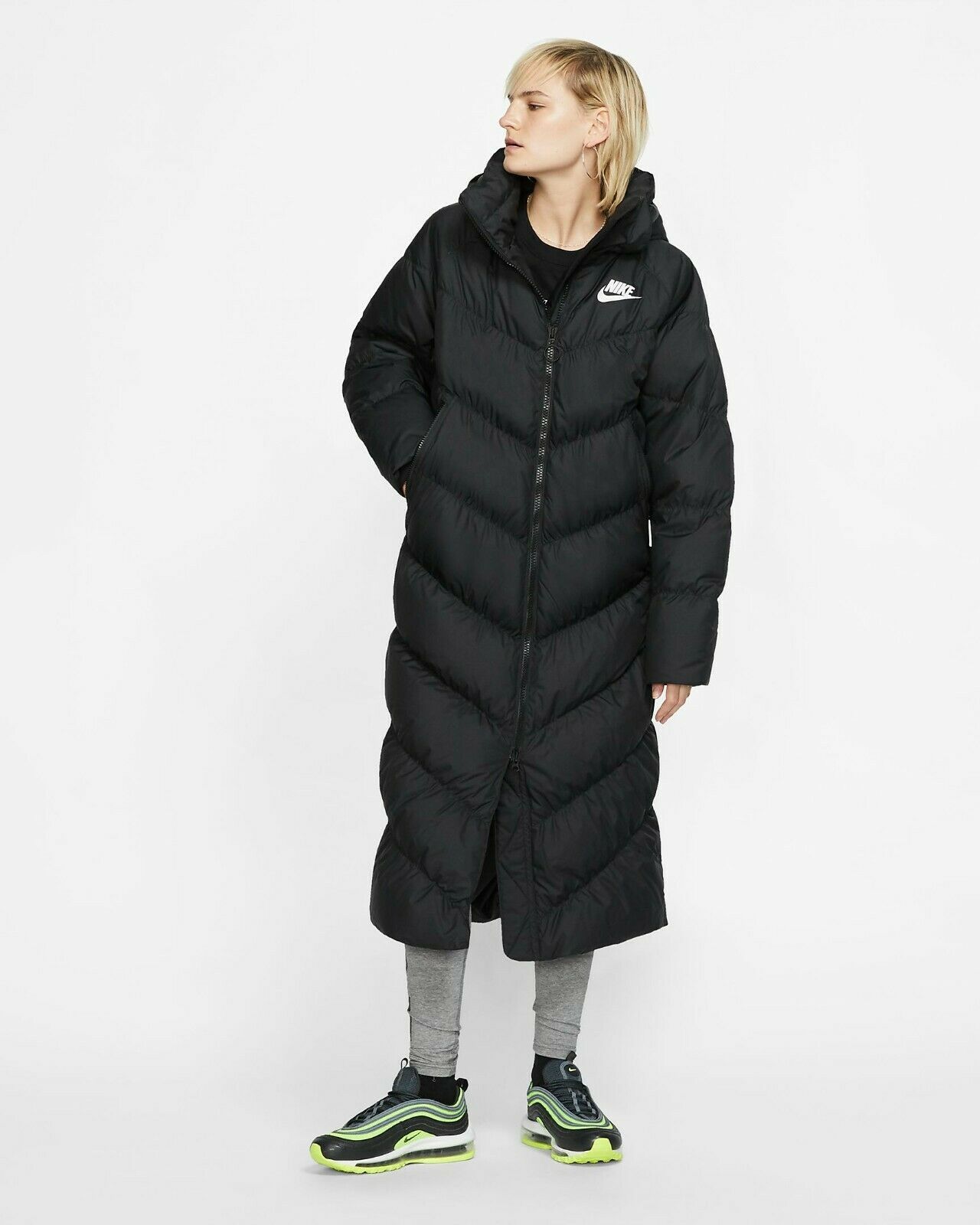 Primary image for Women's Nike Sportswear Parka Long Winter Coat, BV2881 010 Size XL Black/WHT