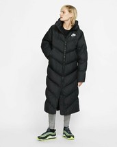 Women&#39;s Nike Sportswear Parka Long Winter Coat, BV2881 010 Size XL Black/WHT - £157.34 GBP