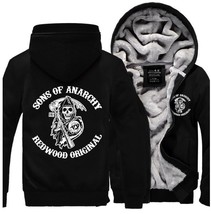  chaos fleece cotton coats Liberalism Jax teller winter zipper Print Mens Hoodie - £97.36 GBP