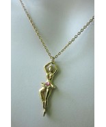 BALLERINA BALLET DANCE CHARM PENDANT PINK RHINESTONE TUTU CHAIN NECKLACE... - $17.10