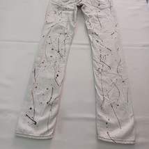 True Religion MOZJ60ESB Women's 27 White Cotton Skinny Jeans With Paint Design image 13