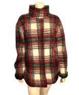 NWT Karen Kane Red, Black, White Plaid Funnel Neck Lined Jacket Size XL - $189.99