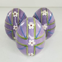 Vintage Ceramic Eggs Purple Decorative Easter Set of 3 - £14.25 GBP