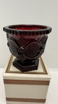 AVON 1876 Cape Cod Collection Vintage Ruby Red Glass SUGAR BOWL Hexagon ... - $14.80