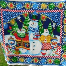 Jo-ann Fabric Snowman Fleece Blanket Large Fabric Panel? 72&quot; x 64&quot; Warm Winter - £11.41 GBP