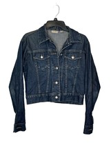 Halogen Women&#39;s Jacket Trucker Denim Jean Cropped Slim Fit Outdoor Blue Small - £15.68 GBP