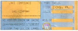 Vintage Bad Company Ticket Stub July 26 1990 Southington Connecticut - £19.46 GBP