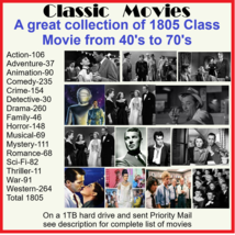 Classic Movies - 1805 Movie Collection 40&#39;s to 70&#39;s on hard drive - £62.40 GBP