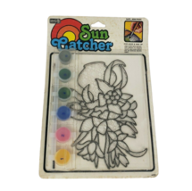 VINTAGE 1995 CRAFT HOUSE SUN CATCHER WINDOW ART FLOWERS LOOKS LIKE STAIN... - £18.68 GBP