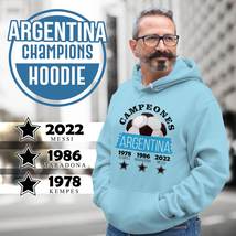 Argentina Three Time Champions FIFA World Cup 1978 1986 2022 Light Blue Hoodie  - £36.22 GBP+