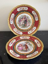 Antique Royal Vienna Heavy Raised Gold Decoration Hand Painted Plates - £388.46 GBP
