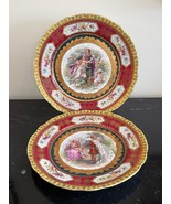 Antique Royal Vienna Heavy Raised Gold Decoration Hand Painted Plates - £386.87 GBP