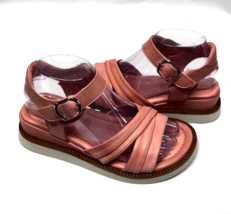 MIZ MOOZ LEATHER ANKLE BUCKLE  WEDGE  SANDALS PEACH 37EU / 7US T-174 - $29.95