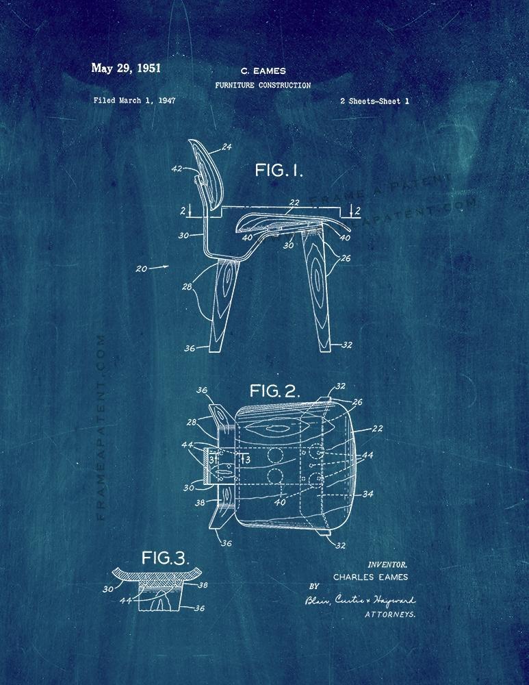 Furniture Construction Patent Print - Midnight Blue