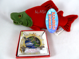 Sockeye Salmon Plush Fish 9" Alaska + Inside Passage 24K Gold on brass ornament - $24.74