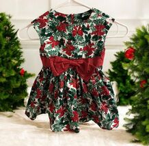 Handmade Holiday Christmas Girl&#39;s Dress Mistletoe Holly Bow Red Grn 18-2... - $25.73