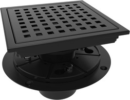 Webang 6 Inch Sq\. Shower Floor Drain With Flange, Removable, Matte Black. - £37.84 GBP