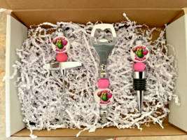 Pickleball Beaded Corkscrew, Bottlepener &amp; Wine Bottle Stopper Set - $12.38