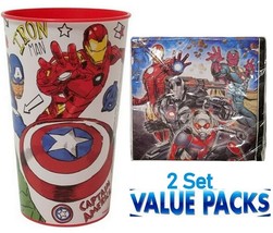 Marvel Avengers BPA Free 1pc.Tumbler Plastic Cup + 16Pcs  2-Ply Paper Napkins - £10.44 GBP