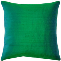 Sankara Emerald Green Silk Throw Pillow 18x18, with Polyfill Insert - £35.54 GBP