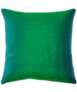 Sankara Emerald Green Silk Throw Pillow 18x18, with Polyfill Insert - £35.35 GBP