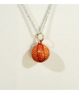 Genuine 925 Sterling Silver Enameled Basketball Necklace March Madness - £13.36 GBP