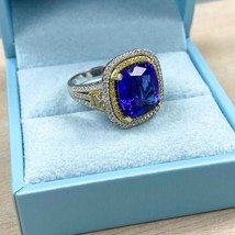 GIA 8.68 KT Violetto Blu Tanzanite Diamante Fidanzamento Ring 14k Oro 10.34 TCW - £7,120.87 GBP