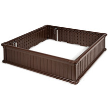 48.5" Raised Garden Bed Square Plant Box Planter Flower Vegetable Dcor Brown - £108.36 GBP