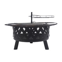 Fire Pit 30 Inch.Steel Deep Bowl Fire Pit With Swivel Height Adjustable - £150.90 GBP